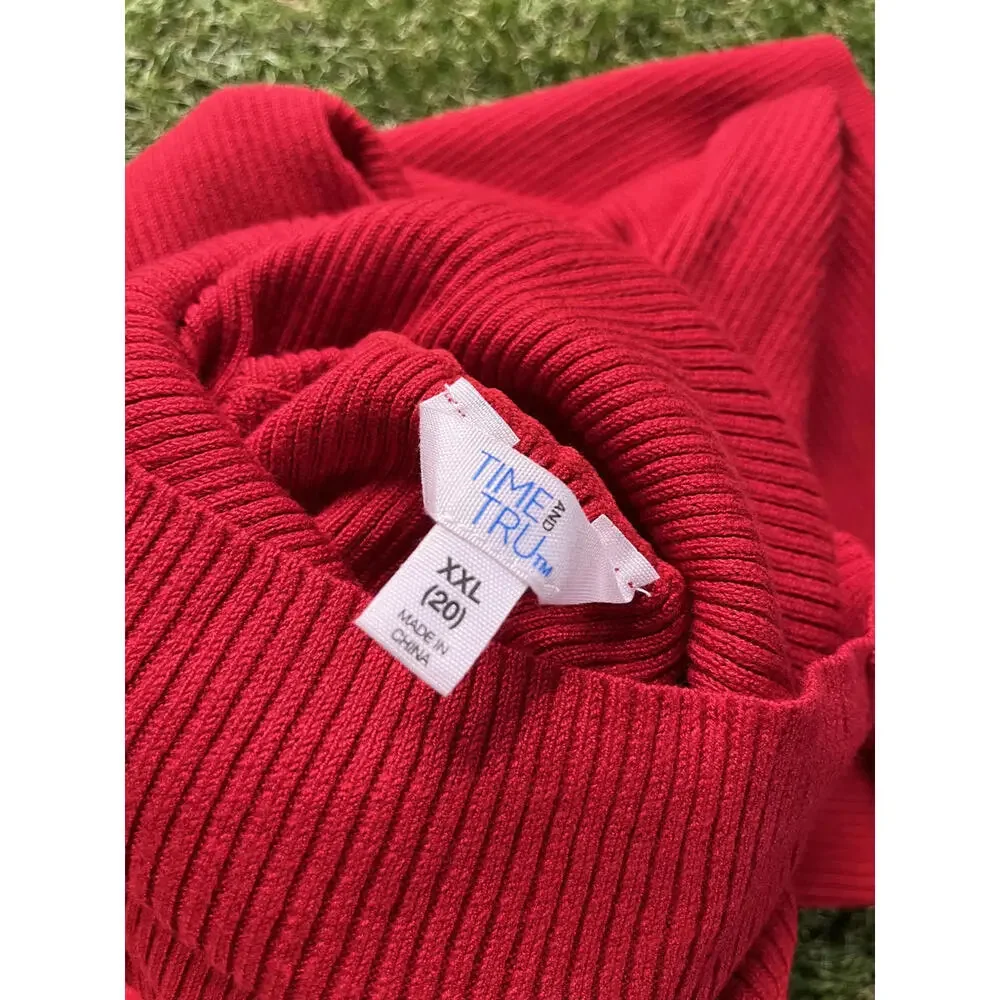 Time and Tru Women's Red Ribbed Turtleneck Sweater‎ XXL